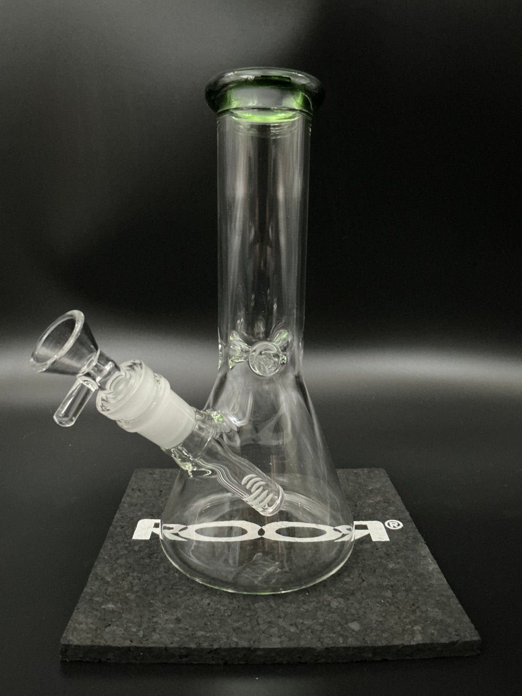 Colored Rim Glass on Glass Beaker Green