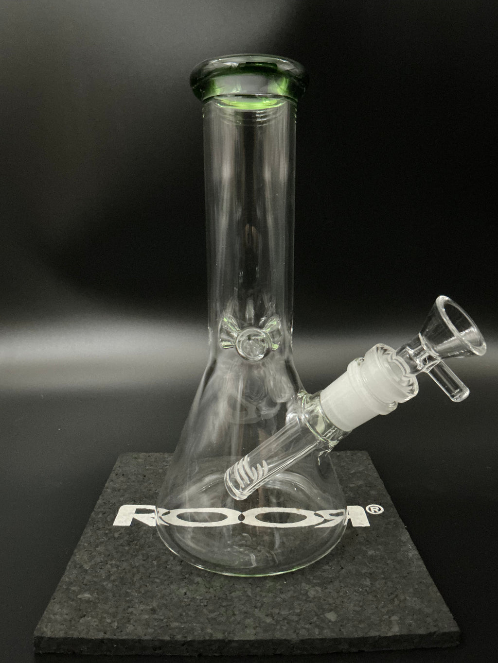 Colored Rim Glass on Glass Beaker Green