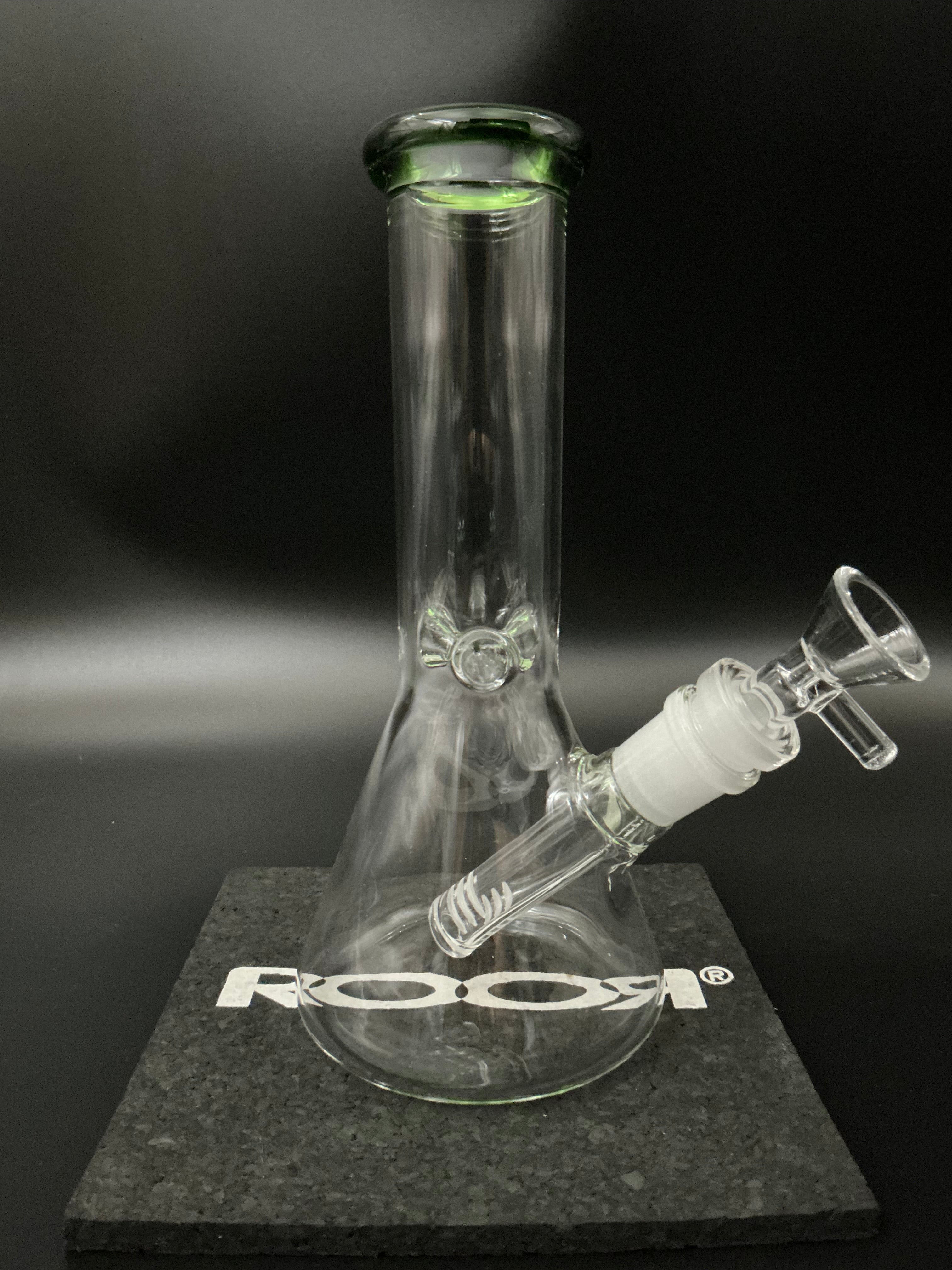 Colored Rim Glass on Glass Beaker Green