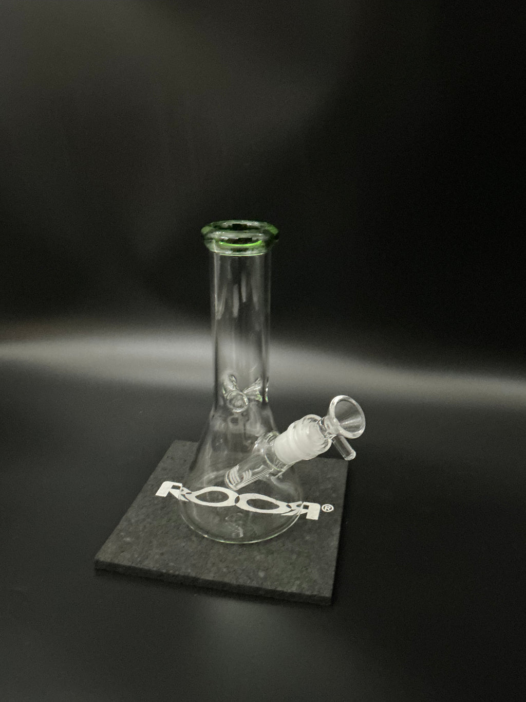 Colored Rim Glass on Glass Beaker Green