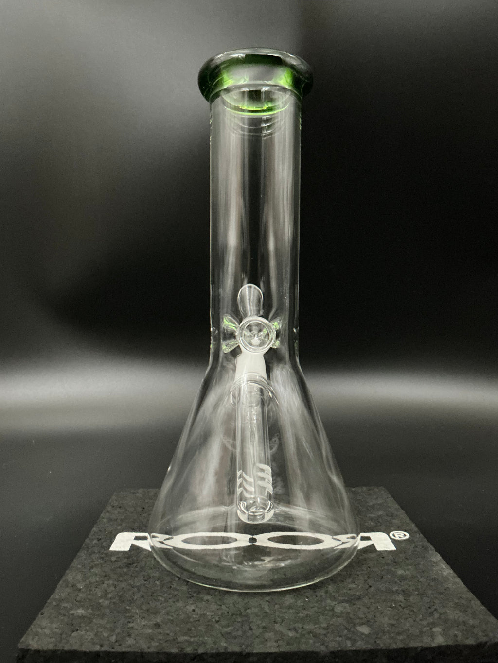 Colored Rim Glass on Glass Beaker Green