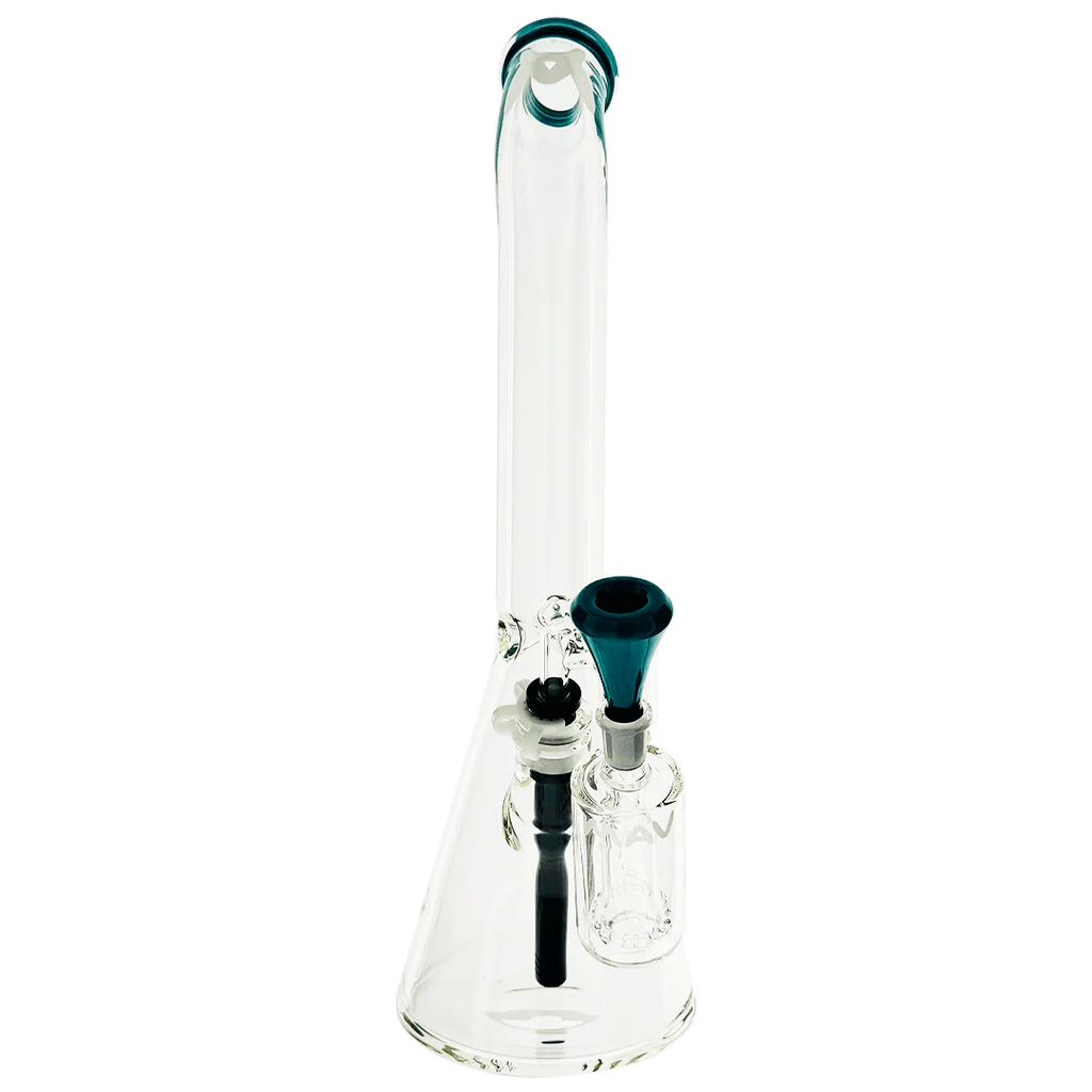 Mav 18" x 9mm Color Top Beaker Bong Bent Neck + Ash Catcher Combo Blue