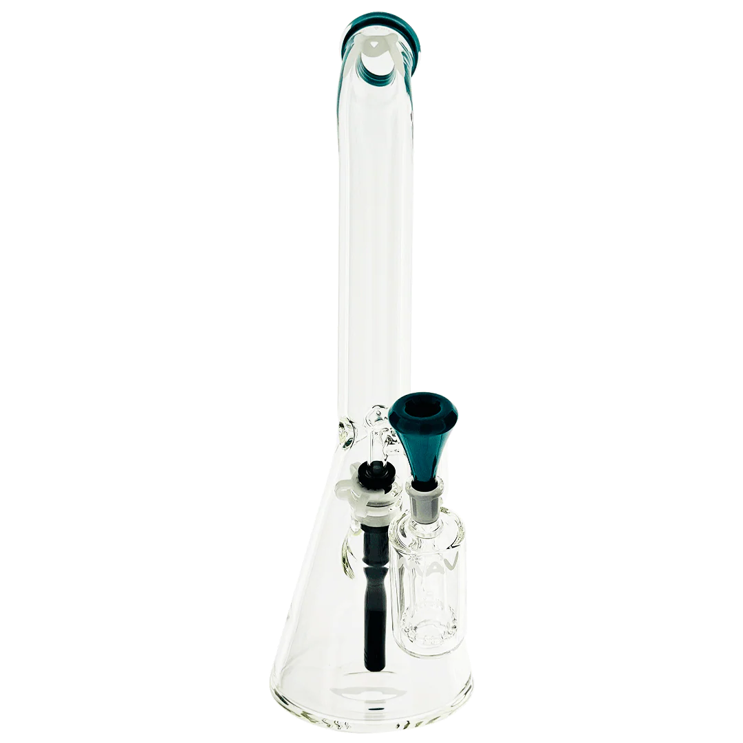 Mav 18" x 9mm Color Top Beaker Bong Bent Neck + Ash Catcher Combo Blue