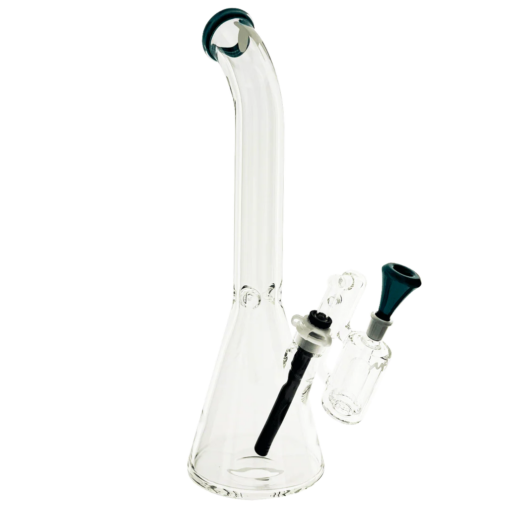 Mav 18" x 9mm Color Top Beaker Bong Bent Neck + Ash Catcher Combo Blue