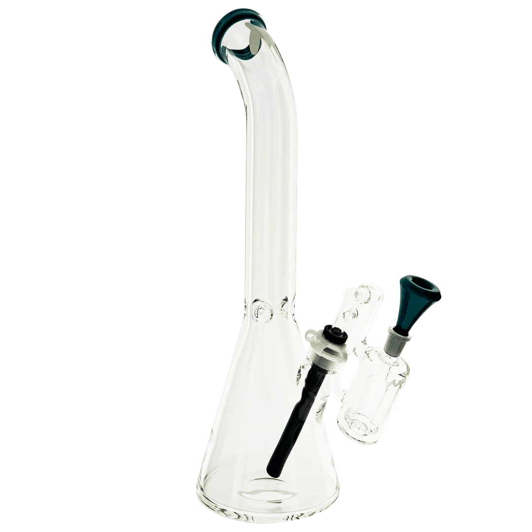 Mav 18" x 9mm Color Top Beaker Bong Bent Neck + Ash Catcher Combo Blue