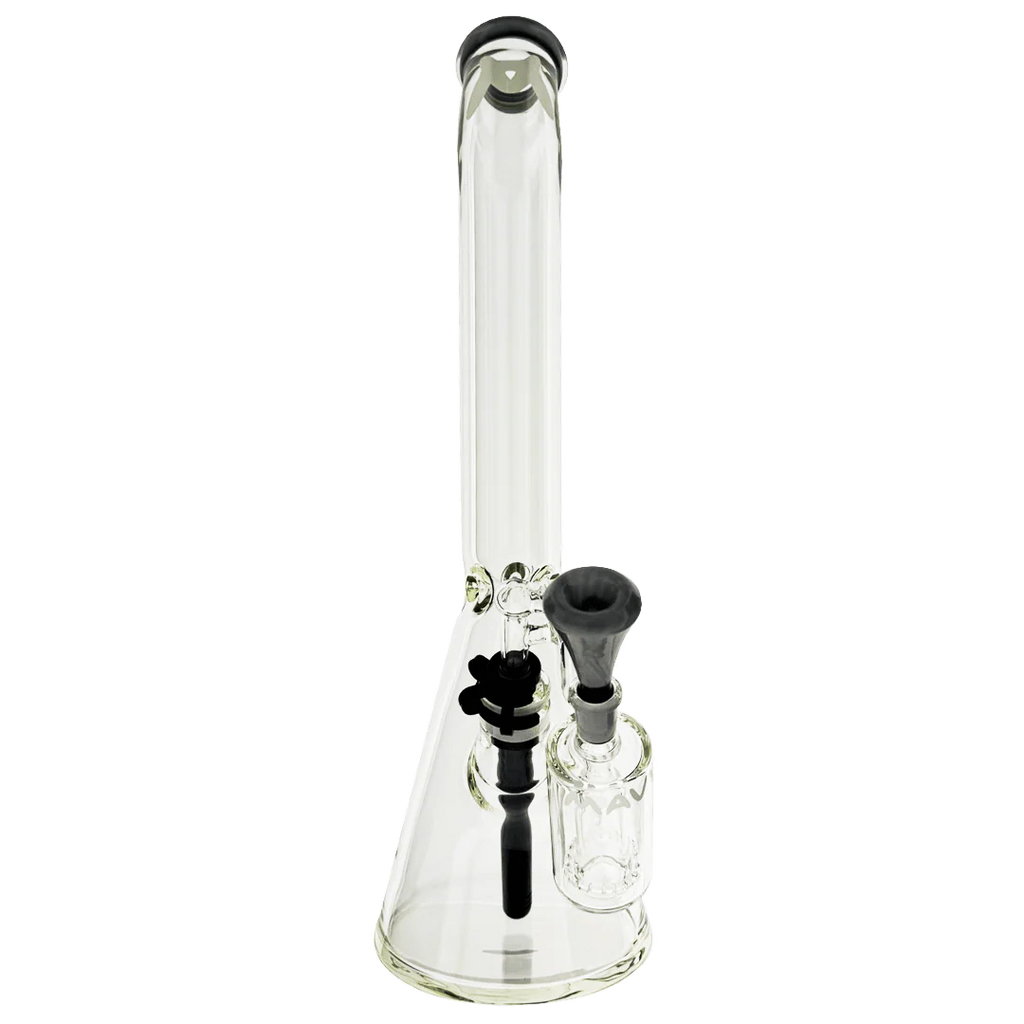 Mav 18" x 9mm Color Top Beaker Bong Bent Neck + Ash Catcher Combo Silver