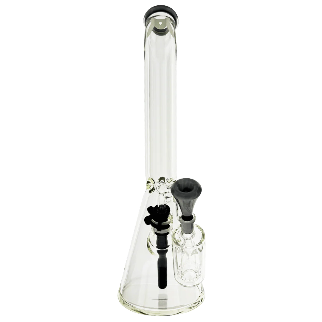 Mav 18" x 9mm Color Top Beaker Bong Bent Neck + Ash Catcher Combo Silver