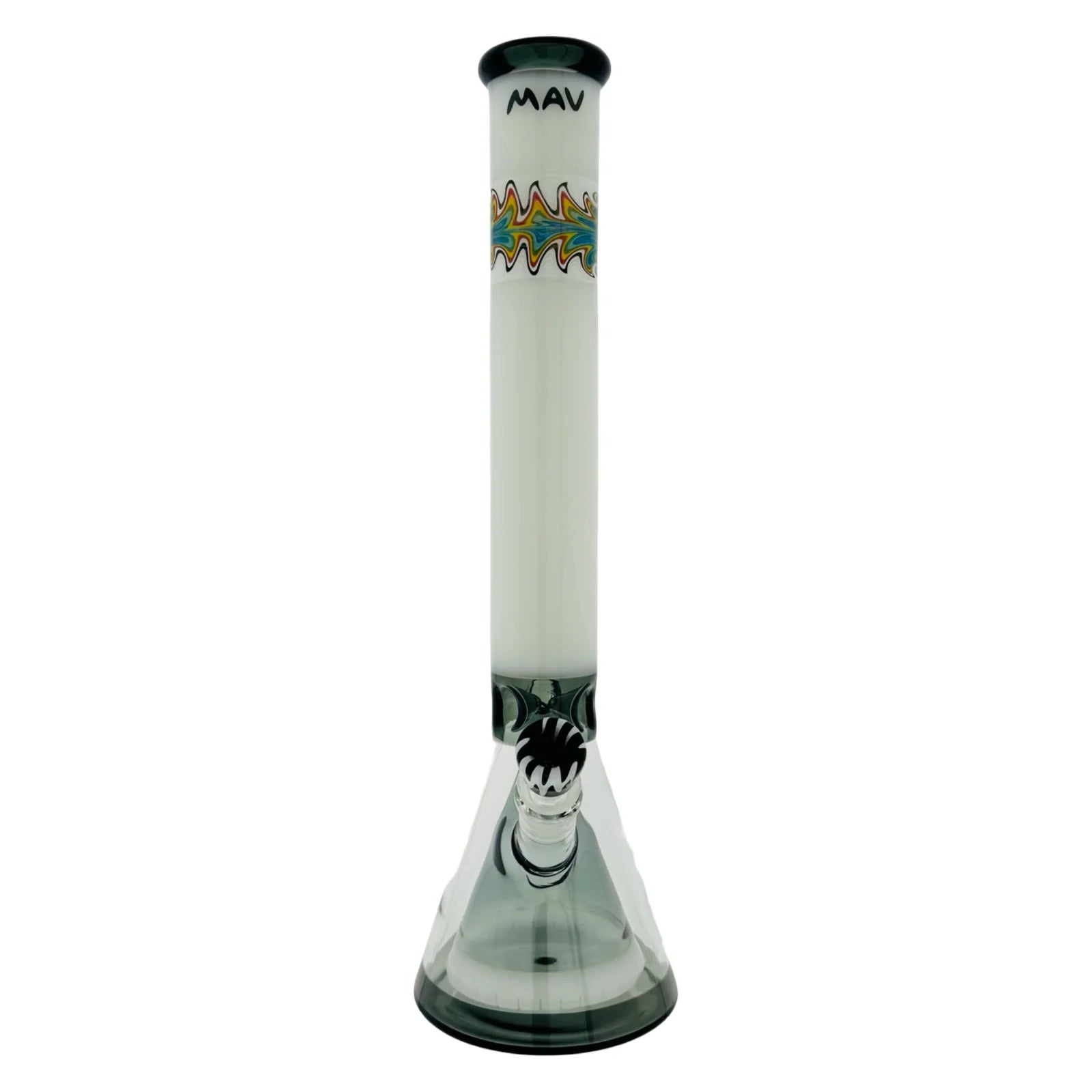 Mav 18" Wigwag MAV Glass Pyramid Beaker Bong Black and White